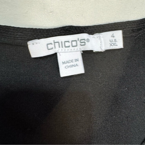 NWT New Chico's Caviar Trim V-Neck Black Sweater Size 4 US XXL - Picture 7 of 12